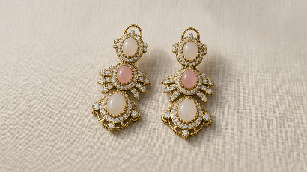 Rani Gulabi Kundan-Style Choker Set, matching earrings