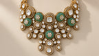 Maharani Sabz Polki-Style Bridal Choker Set, close detail of the stone setting