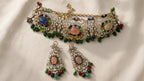 Navratna Jaal Choker Set, laid flat, full set