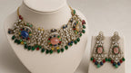 Navratna Jaal Choker Set, shown on a display bust