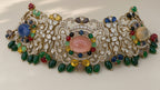 Navratna Jaal Choker Set, close detail of the stone setting