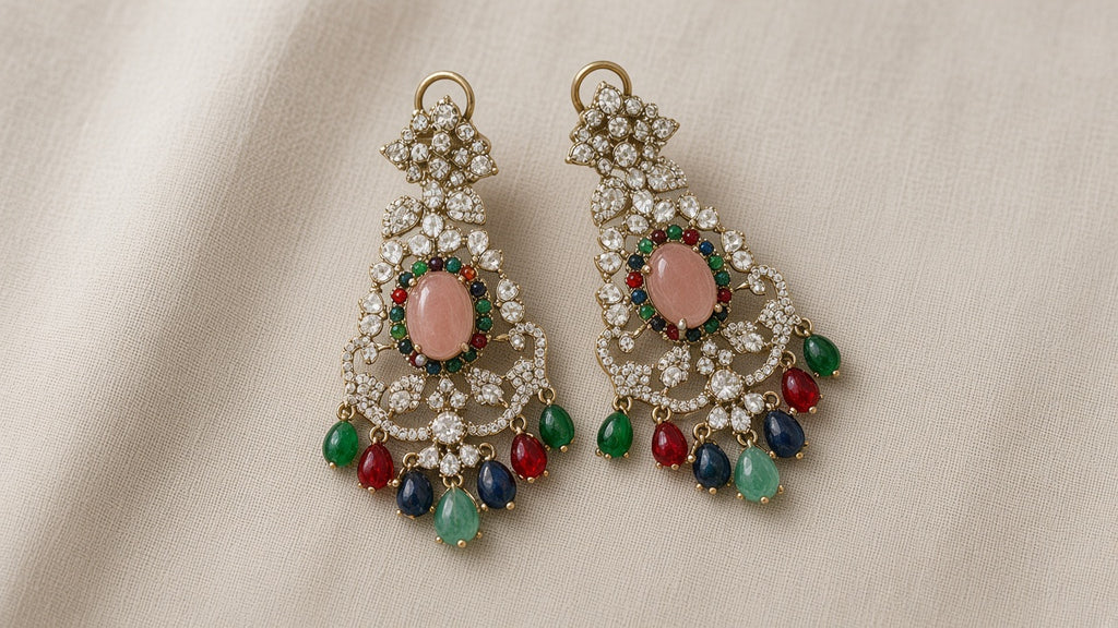 Navratna Jaal Choker Set, matching earrings