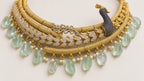 Mayura Sabz Peacock Choker Set, close detail of the stone setting