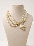 Mayur Moti Polki Pearl Necklace Set, shown on a display bust