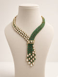 Sabz Polki Cascade Necklace Set, shown on a display bust