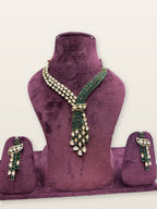 Sabz Polki Cascade Necklace Set, photographed on a display bust