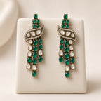 Sabz Polki Cascade Necklace Set, matching earrings