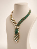 Sabz Polki Cascade Necklace Set, seen from the side