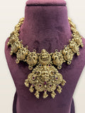 Lakshmi Mayura Temple Necklace Set, shown on a display bust