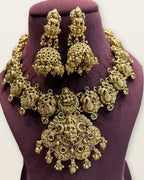 Lakshmi Mayura Temple Necklace Set, full set from the front