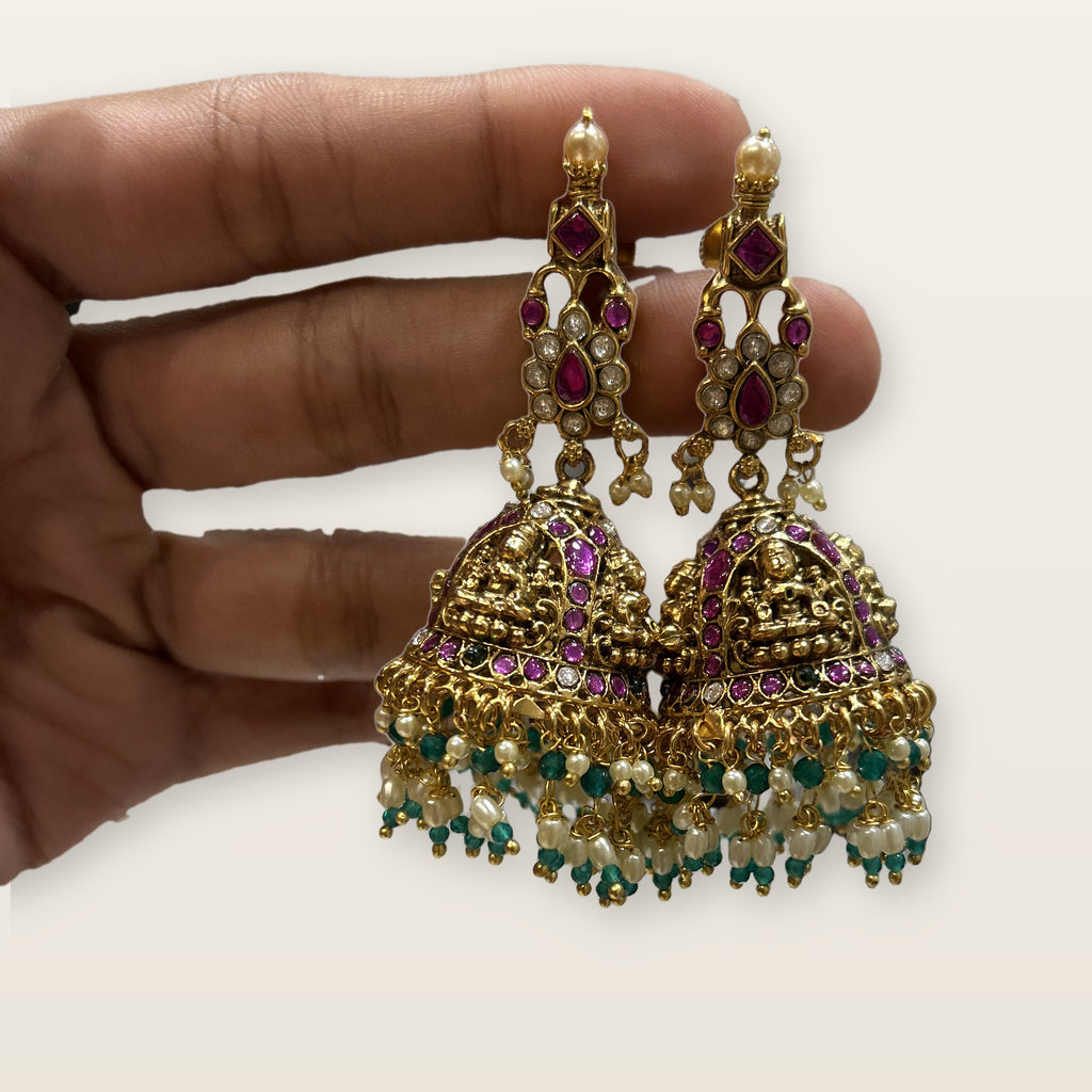 Ram Darbar Temple Necklace Set, matching earrings