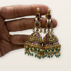 Ram Darbar Temple Necklace Set, matching earrings